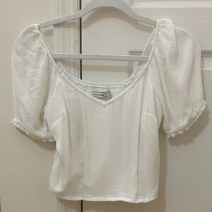 Abercrombie & Fitch White Puff Sleeve Blouse